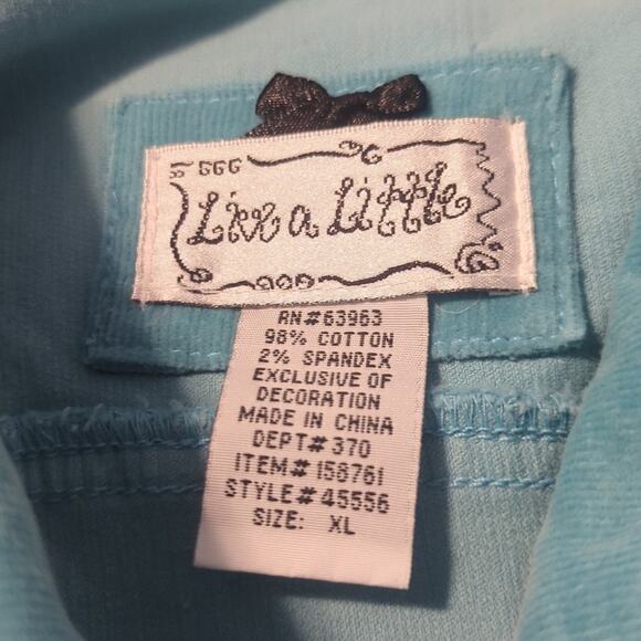 Live a Little Cotton Stretch Turquoise Corduroy Embellished Button Jacket Sz XL - Picture 7 of 15